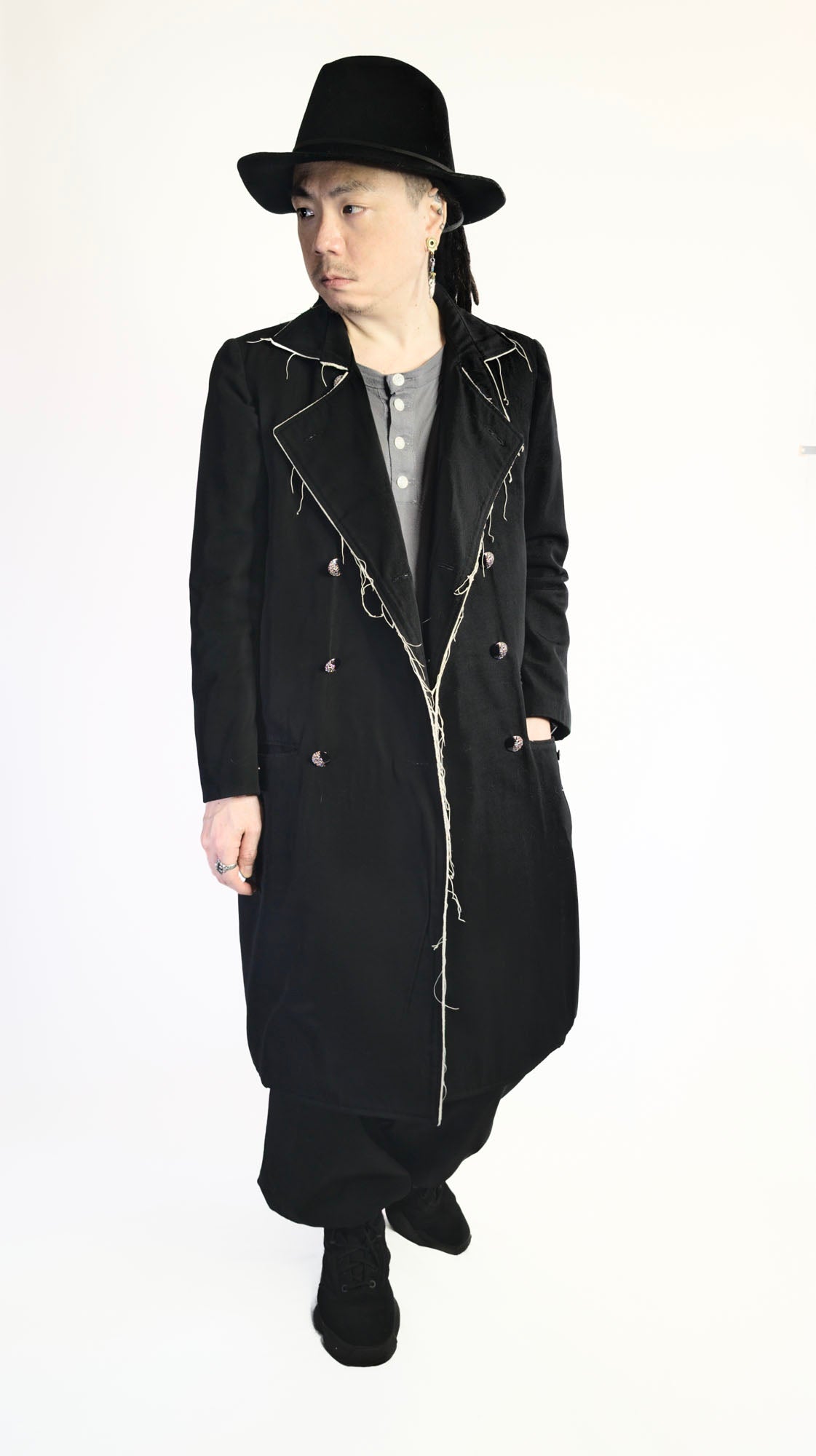 Threaded Wool Trench Coat