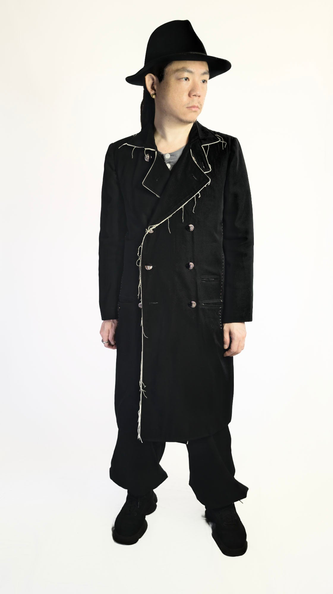 Threaded Wool Trench Coat